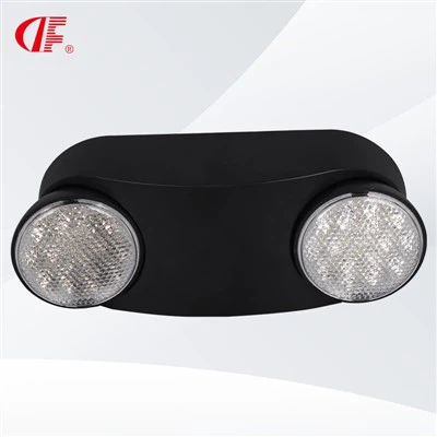 DF-10 melns avārijas izejas apgaismojums ar regulējamu kvadrātveida galviņu, 90 minūšu akumulatora rezerves akumulators, iekļauts UL sarakstā